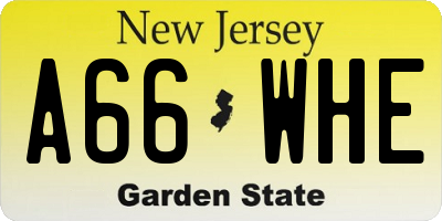NJ license plate A66WHE