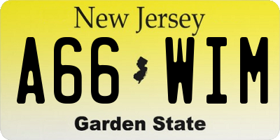 NJ license plate A66WIM