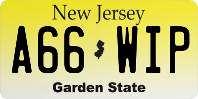 NJ license plate A66WIP