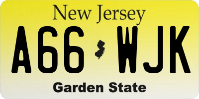 NJ license plate A66WJK
