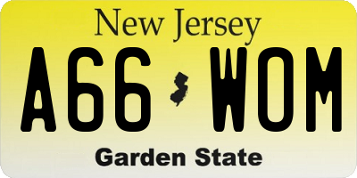 NJ license plate A66WOM