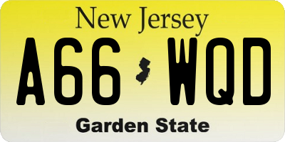 NJ license plate A66WQD