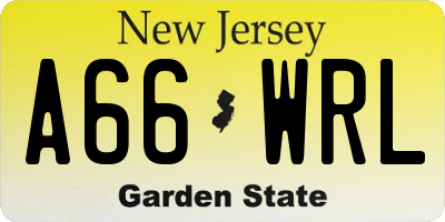 NJ license plate A66WRL