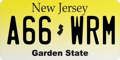 NJ license plate A66WRM