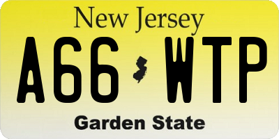 NJ license plate A66WTP