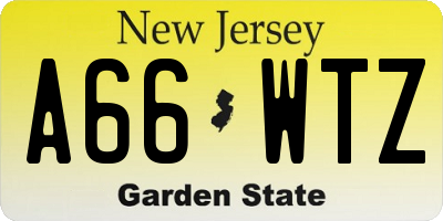 NJ license plate A66WTZ