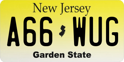 NJ license plate A66WUG