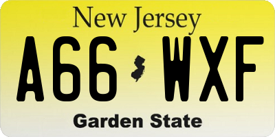 NJ license plate A66WXF