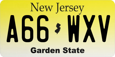 NJ license plate A66WXV