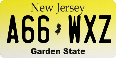 NJ license plate A66WXZ