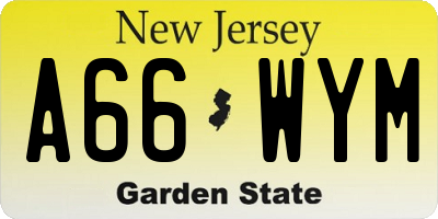 NJ license plate A66WYM