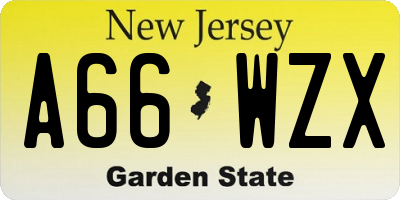 NJ license plate A66WZX
