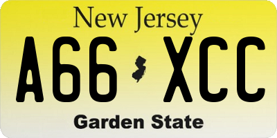 NJ license plate A66XCC