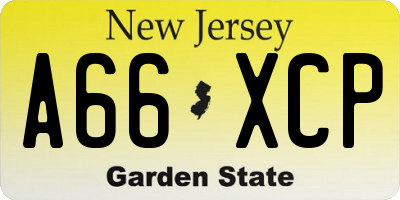 NJ license plate A66XCP
