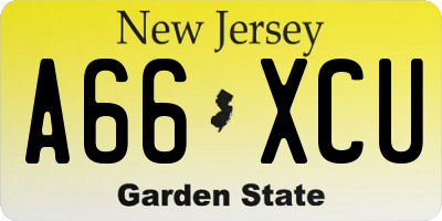 NJ license plate A66XCU
