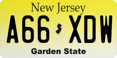 NJ license plate A66XDW