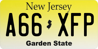NJ license plate A66XFP