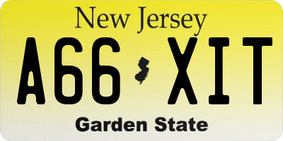 NJ license plate A66XIT