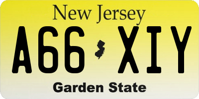 NJ license plate A66XIY
