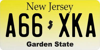 NJ license plate A66XKA
