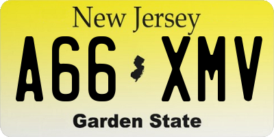 NJ license plate A66XMV