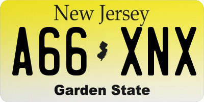 NJ license plate A66XNX
