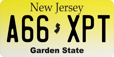 NJ license plate A66XPT
