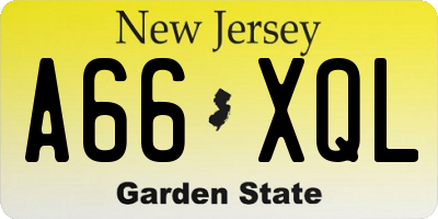NJ license plate A66XQL