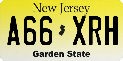 NJ license plate A66XRH