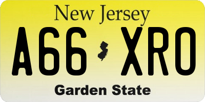 NJ license plate A66XRO
