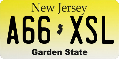 NJ license plate A66XSL