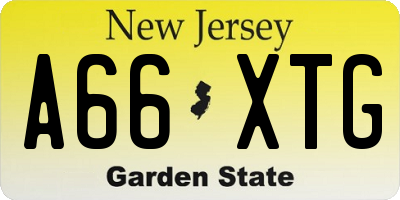 NJ license plate A66XTG