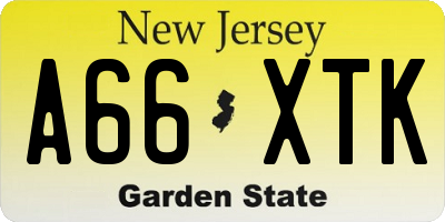 NJ license plate A66XTK