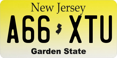 NJ license plate A66XTU