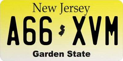 NJ license plate A66XVM
