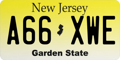 NJ license plate A66XWE