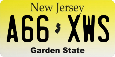 NJ license plate A66XWS
