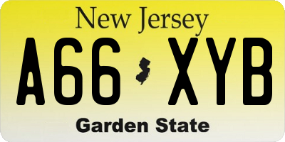 NJ license plate A66XYB