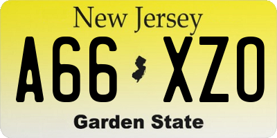 NJ license plate A66XZO