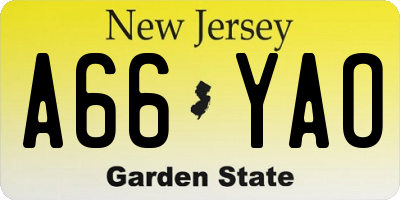 NJ license plate A66YAO