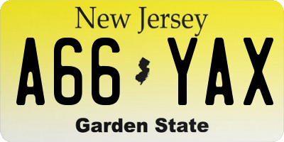 NJ license plate A66YAX