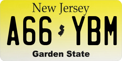 NJ license plate A66YBM