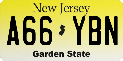 NJ license plate A66YBN