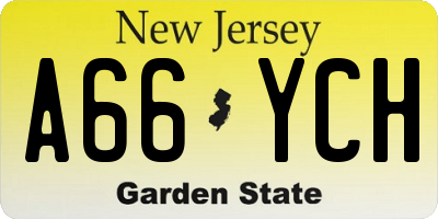 NJ license plate A66YCH