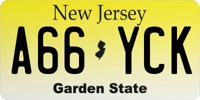 NJ license plate A66YCK