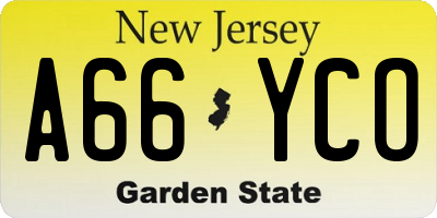NJ license plate A66YCO