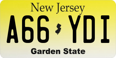 NJ license plate A66YDI