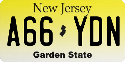 NJ license plate A66YDN