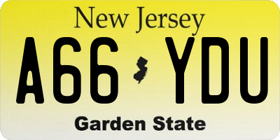 NJ license plate A66YDU