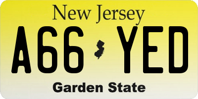 NJ license plate A66YED